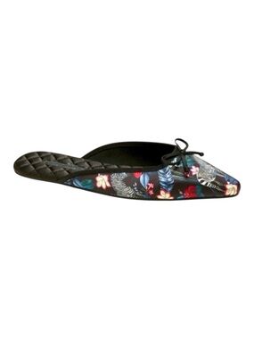 Banana Republic Pointy-Toe Flats Slides Slippers Watercolor Zebra Floral Sz. 8-9